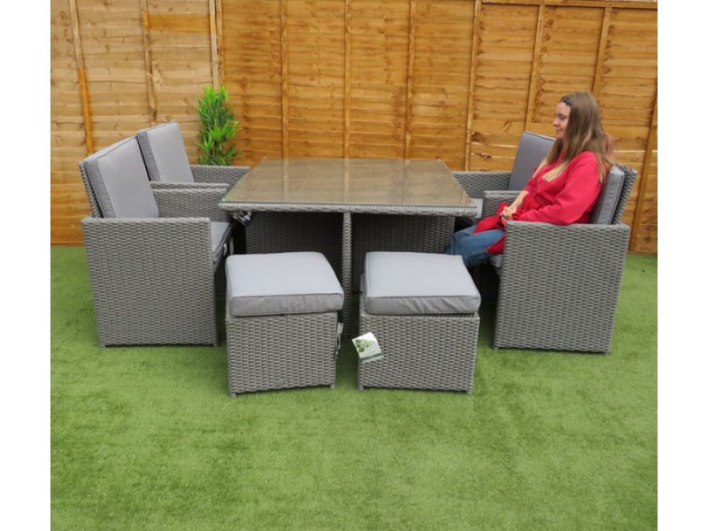 Tuscany Deluxe Cube Set in Grey Rattan